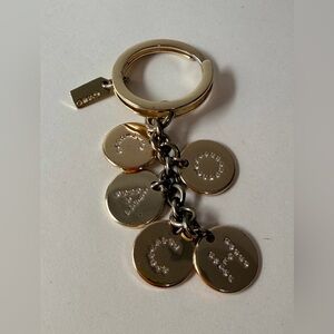 Coach Gold Logo Bag Charm Keychain with Crystal Accents